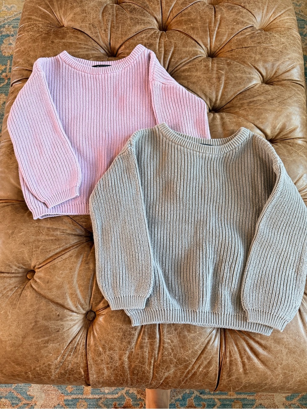 Quince Kids Fisherman Sweaters 5T Purple Gray Organic Cotton Bundle